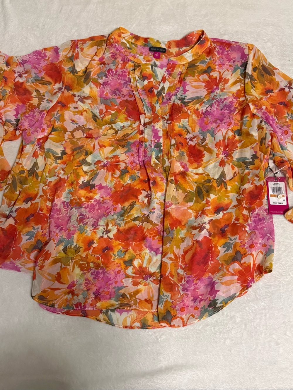 Vince Camuto Womens 3X Floral Blouse NWT Tulip Red Ruffle Sleeve Plus Size $89